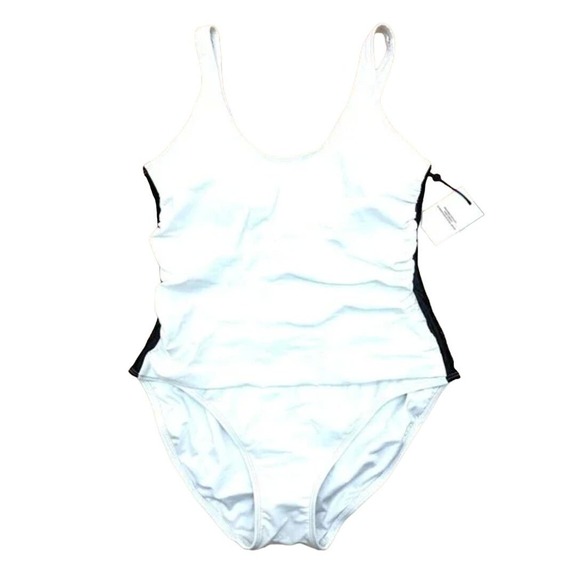 DKNY One piece Women's Swimsuit White with Mesh Trim Size 4 NWT - Picture 2 of 7